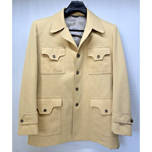 Vintage H BAR C Ranchwear Men's Western Pale Yellow 4 Pocket Leisure Sport Coat